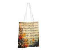 LPSRTWE Sac fourre-tout en toile robuste, réutilisable, sac d'épicerie, sacs de courses vintage avec notes de musique, sacs cadeaux pour femmes