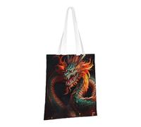 LPSRTWE Sac fourre-tout en toile très résistant réutilisable avec motif dragon chinois pour femme