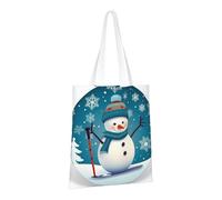 LPSRTWE Sac fourre-tout en toile très résistant réutilisable, joli sac de courses pour Noël, ski, bonhomme de neige, sac cadeau pour femme, noir, taille unique