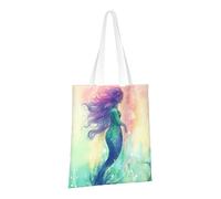 LPSRTWE Sac fourre-tout en toile très résistant réutilisable pour les courses, beau sac cadeau en forme de queue de sirène pour femme