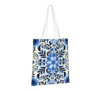 LPSRTWE Sac fourre-tout en toile très résistant réutilisable pour les courses, l'art folklorique bleu pour femme