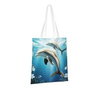 LPSRTWE Sac fourre-tout en toile très résistant réutilisable pour les courses, les courses et les contes de dauphins, cadeaux pour femme