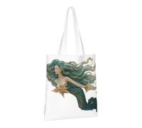 LPSRTWE Sac fourre-tout en toile très résistant réutilisable pour les courses, les courses, l'art de la sirène, sac cadeau pour femme