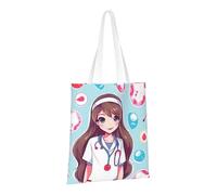 LPSRTWE Sac fourre-tout en toile très résistant réutilisable, sac d'épicerie, joli sac cadeau d'infirmière pour femme, noir, taille unique