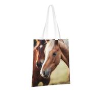 LPSRTWE Sac fourre-tout en toile très résistant réutilisable, sac d'épicerie, sac cadeau adorable cheval pour femme, noir, taille unique
