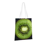 LPSRTWE Sac fourre-tout en toile très résistant réutilisable, sac d'épicerie, sac cadeau en forme de tranche de kiwi pour femme, noir, taille unique
