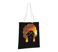 LPSRTWE Sac fourre-tout en toile très résistant réutilisable, sac d'épicerie, sac cadeau mignon pour femme africaine, noir, taille unique