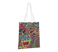 LPSRTWE Sac fourre-tout en toile très résistant réutilisable, sac d'épicerie, sac cadeau monstre abstrait pour femme, noir, taille unique