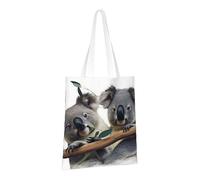LPSRTWE Sac fourre-tout en toile très résistant réutilisable, sac d'épicerie, sacs cadeaux amusants koalas pour femme, noir, taille unique