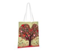 LPSRTWE Sac fourre-tout en toile très résistant réutilisable, sac d'épicerie, sacs cadeaux en forme de cœur d'arbre pour femme, noir, taille unique