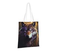 LPSRTWE Sac fourre-tout en toile très résistant réutilisable, sacs de courses avec loups et attrape-rêves, sacs cadeaux pour femme, noir, taille unique