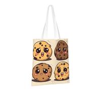 LPSRTWE Sac fourre-tout en toile très résistant réutilisable, sacs d'épicerie, sacs de courses aux pépites de chocolat avec différentes expressions, sacs cadeaux pour femme, noir, taille unique