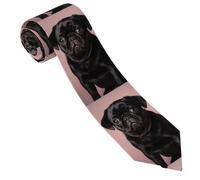LPSRTWE Snowy Mountains Cravate classique en soie tissée jacquard pour homme, Carlin noir mignon, taille unique