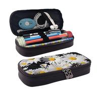 LPSRTWE Trousse à crayons blanche de grande capacité en cuir avec fermeture éclair pour homme et femme