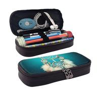 LPSRTWE Trousse à crayons blanche en cuir avec fermeture éclair - Grande capacité - Motif attrape-rêves - Pour homme et femme