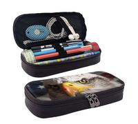 LPSRTWE Trousse à crayons de grande capacité en cuir avec fermeture éclair et drapeau américain pour homme et femme