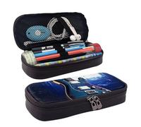 LPSRTWE Trousse à crayons de grande capacité en cuir avec fermeture éclair pour homme et femme Bleu