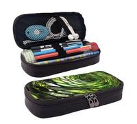LPSRTWE Trousse à crayons de grande capacité en cuir avec fermeture éclair pour homme et femme Motif serpent Vert abstrait