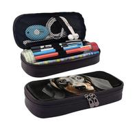 LPSRTWE Trousse à crayons de grande capacité en cuir avec fermeture éclair pour homme et femme Motif teckel