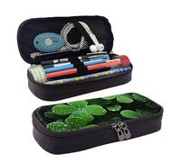 LPSRTWE Trousse à crayons de grande capacité en cuir avec fermeture éclair pour homme et femme Motif feuilles de la Saint-Patrick