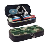 LPSRTWE Trousse à crayons de grande capacité en cuir avec fermeture éclair pour homme et femme Vert camouflage