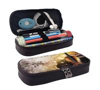 LPSRTWE Trousse à crayons de grande capacité en cuir avec fermeture éclair pour piano violon notes de musique pour homme et femme
