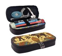 LPSRTWE Trousse à crayons en cuir avec fermeture éclair - Grande capacité - Motif éléphant d'Afrique - Pour homme et femme