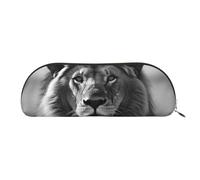 LPSRTWE Trousse à crayons en cuir avec fermeture éclair Motif lion africain Noir/blanc, doré, One Size