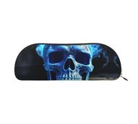 LPSRTWE Trousse à crayons en cuir avec imprimé 3D crâne bleu avec fermeture éclair - Petite trousse à crayons pour le travail et le bureau, doré, One Size