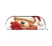 LPSRTWE Trousse à crayons en cuir avec motif chapeau de Père Noël et inscription Merry Christmas avec fermeture éclair - Petite trousse à crayons pour le travail et le bureau, Argenté., One Size
