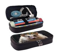 LPSRTWE Trousse à crayons en cuir avec motif couronne et hérisson - Grande capacité - Fermeture éclair - Pour homme et femme