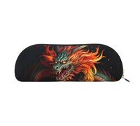 LPSRTWE Trousse à crayons en cuir avec motif dragon chinois avec fermeture éclair - Petite trousse à crayons pour le travail et le bureau, doré, One Size