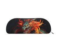 LPSRTWE Trousse à crayons en cuir avec motif dragon chinois avec fermeture éclair - Petite trousse à crayons pour le travail et le bureau, Argenté., One Size