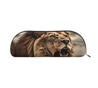 LPSRTWE Trousse à crayons en cuir avec motif lion en colère avec fermeture éclair - Petite trousse à crayons pour le travail et le bureau, doré, One Size