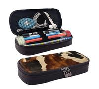 LPSRTWE Trousse à crayons en cuir de vache abstraite de grande capacité avec fermeture éclair pour homme et femme