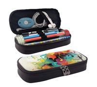 LPSRTWE Trousse à crayons sur le thème de la musique abstraite de grande capacité en cuir avec fermeture éclair pour homme et femme