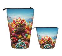 LPSRTWE Trousse à crayons télescopique avec cubes colorés - Trousse à crayons sur pied - Jolie trousse à crayons avec fermeture éclair - Portable - Pour bureau, Poster Bonbons, Taille unique