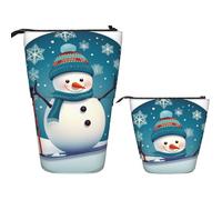 LPSRTWE Trousse à crayons télescopique avec fermeture éclair - Motif écureuil juste allongé - Trousse à crayons portable pour bureau, Joli bonhomme de neige de Noël, Taille unique