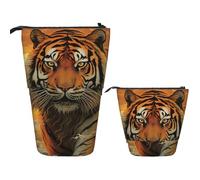 LPSRTWE Trousse à crayons télescopique avec fermeture éclair - Motif écureuil juste allongé - Trousse à crayons portable pour bureau, Tigre, Taille unique