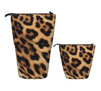 LPSRTWE Trousse à crayons télescopique avec fermeture éclair - Motif zèbre - Jolie trousse à crayons - Pour le bureau, Imprimé léopard brut, Taille unique