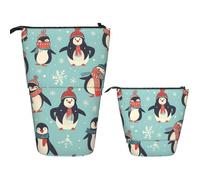 LPSRTWE Trousse à crayons télescopique avec fermeture éclair - Motif zèbre - Jolie trousse à crayons - Pour le bureau, Pingouins de Noël d'hiver, Taille unique