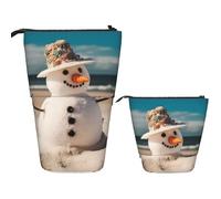 LPSRTWE Trousse à crayons télescopique avec imprimé tournesol - Jolie trousse à crayons - Avec fermeture éclair - Portable - Pour le bureau, Bonhomme de neige sur la plage de sable, Taille unique