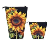 LPSRTWE Trousse à crayons télescopique avec imprimé tournesol - Jolie trousse à crayons - Avec fermeture éclair - Portable - Pour le bureau, Tournesol d'été, Taille unique