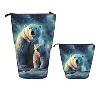 LPSRTWE Trousse à crayons télescopique avec motif caniches et chiens - Jolie trousse à crayons - Avec fermeture éclair - Portable - Pour le bureau, Ours polaire Northern Lights, Taille unique