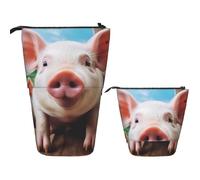 LPSRTWE Trousse à crayons télescopique avec motif coccinelles rouges sur fond bleu - Jolie trousse à crayons debout avec fermeture éclair - Portable pour bureau, Sourire, Taille unique