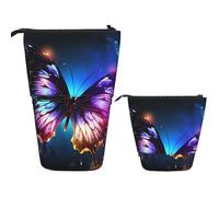 LPSRTWE Trousse à crayons télescopique noire et blanche avec motif papillon sur pied, jolie trousse à crayons avec fermeture éclair pour le bureau, Beau papillon lumineux., Taille unique