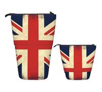 LPSRTWE Trousse à crayons télescopique vintage avec drapeau américain - Trousse à crayons sur pied - Jolie trousse à crayons avec fermeture éclair - Portable - Pour bureau, drapeau britannique, Taille