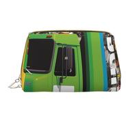 LPSRTWE Trousse de maquillage de voyage pour femme - Grande capacité - En cuir synthétique - Étanche - Avec inscription « I Love » - Camions à ordures - Trousse de maquillage portable à grande