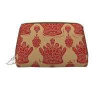 LPSRTWE Trousse de maquillage de voyage pour femme - Grande capacité - En cuir synthétique - Étanche - Couronne rouge - Organiseur de maquillage portable à large ouverture avec fermeture éclair -