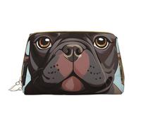 LPSRTWE Trousse de maquillage de voyage pour femme - Grande capacité - En cuir synthétique - Étanche - Motif bouledogue français - Jolie trousse de maquillage portable à large ouverture avec fermeture